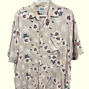 Vintage Impact Mens Hawaiian Camp Shirt Size L Short‎ Sleeve Button Up Retro 90s